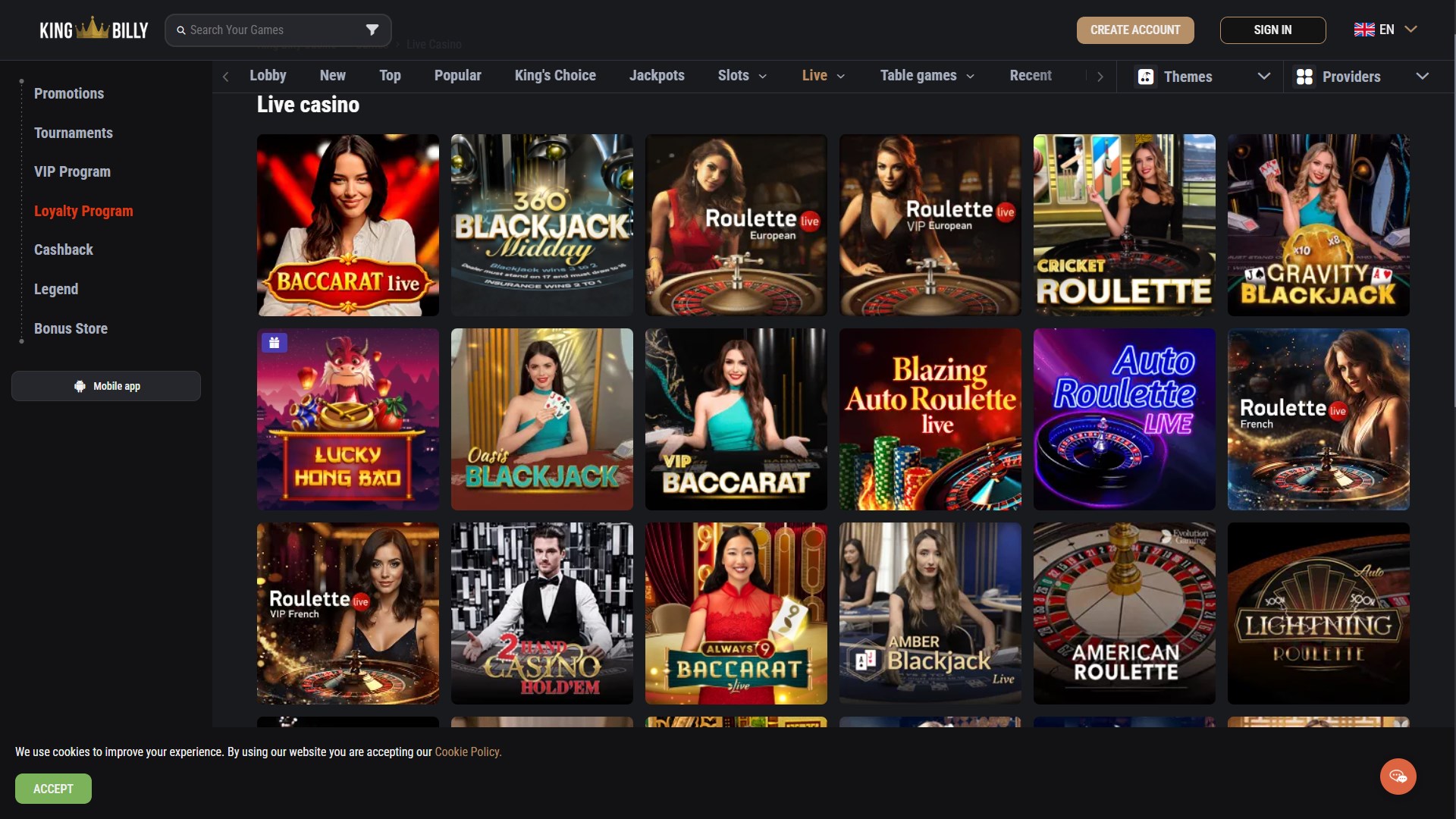 King Billy Casino screenshot 4