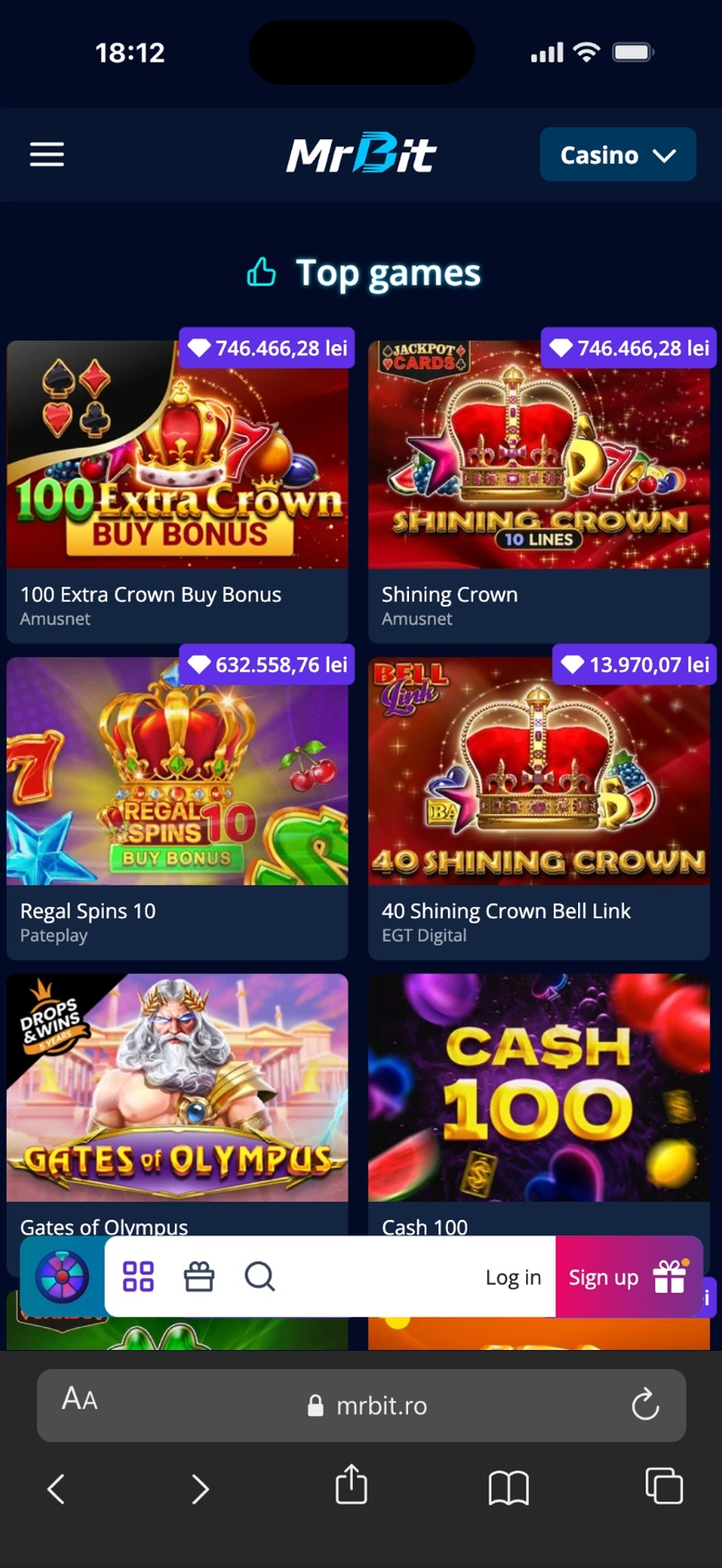 Mr Bit Casino mobile lobby